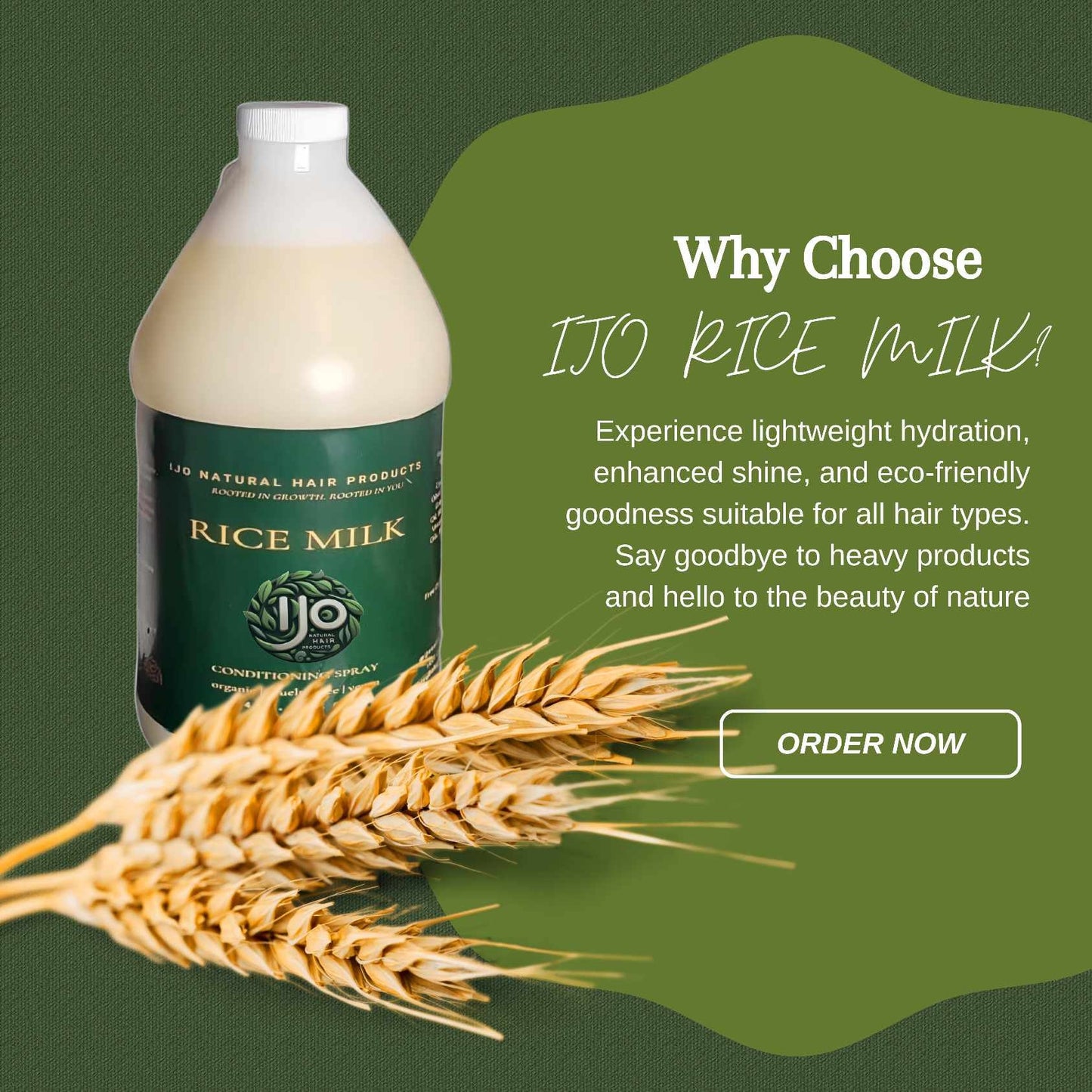 1/2 Gallon size Rice Milk Conditioning Spray by Ijo Natural Hair Products | rice milk condition | rice milk hair products